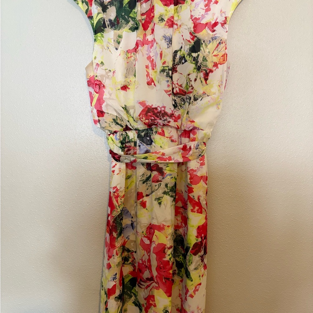 Signature by Robbie Bee Yellow Floral Print Sleeveless Dress Size 14 - Picture 2 of 5